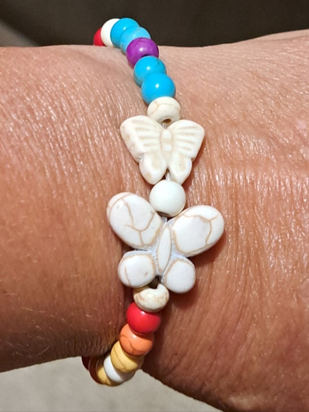 Natural Dyed Stone Butterfly Bracelet